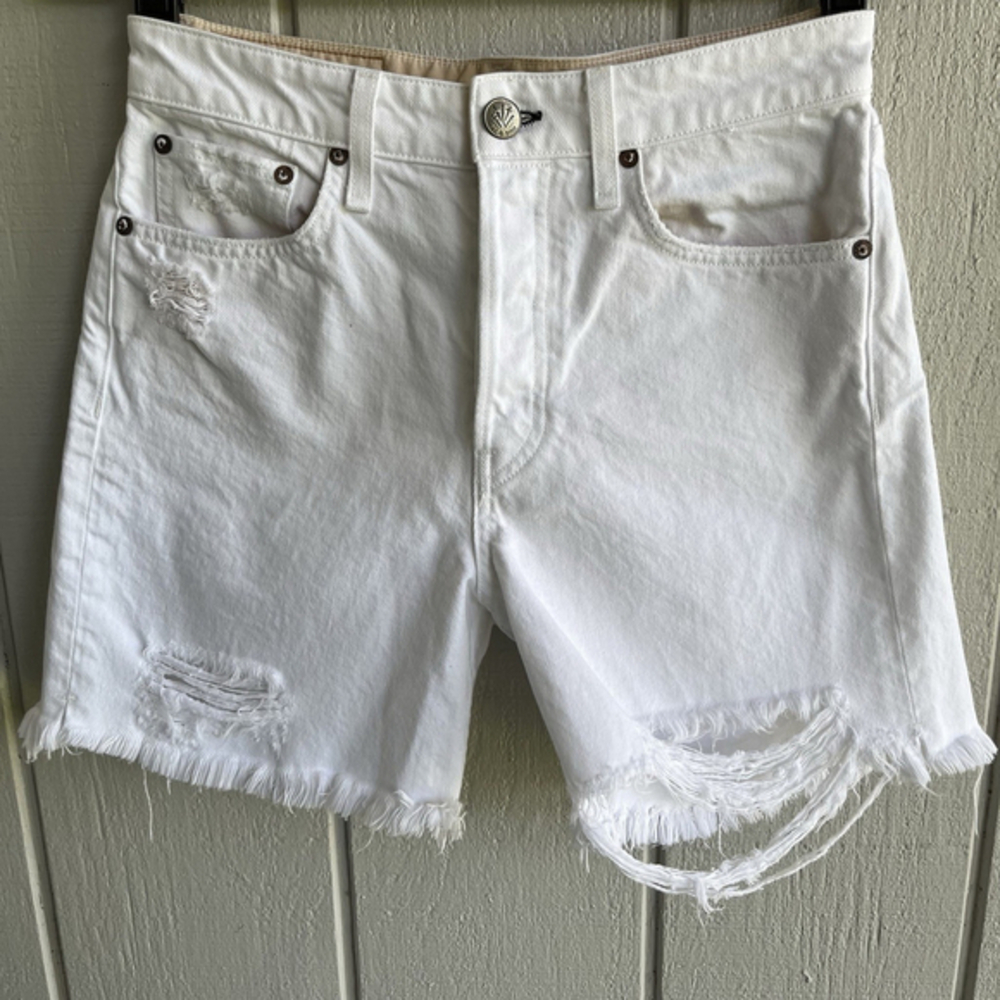 Rag & Bone Maya Ultra High Rise 5” Midi Short Organic Cotton in Summer‎ White 27
